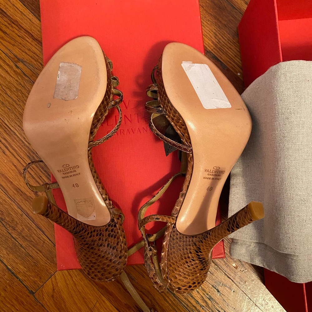 Valentino Garavani Auth Auth Python Mink Sandals - image 3